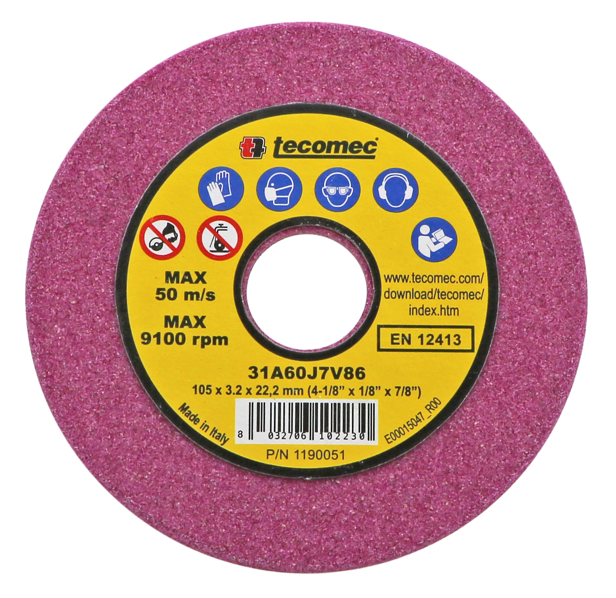 Tecomec Grinding Wheel – 1/4″-.325″, 105x22x3.2mm