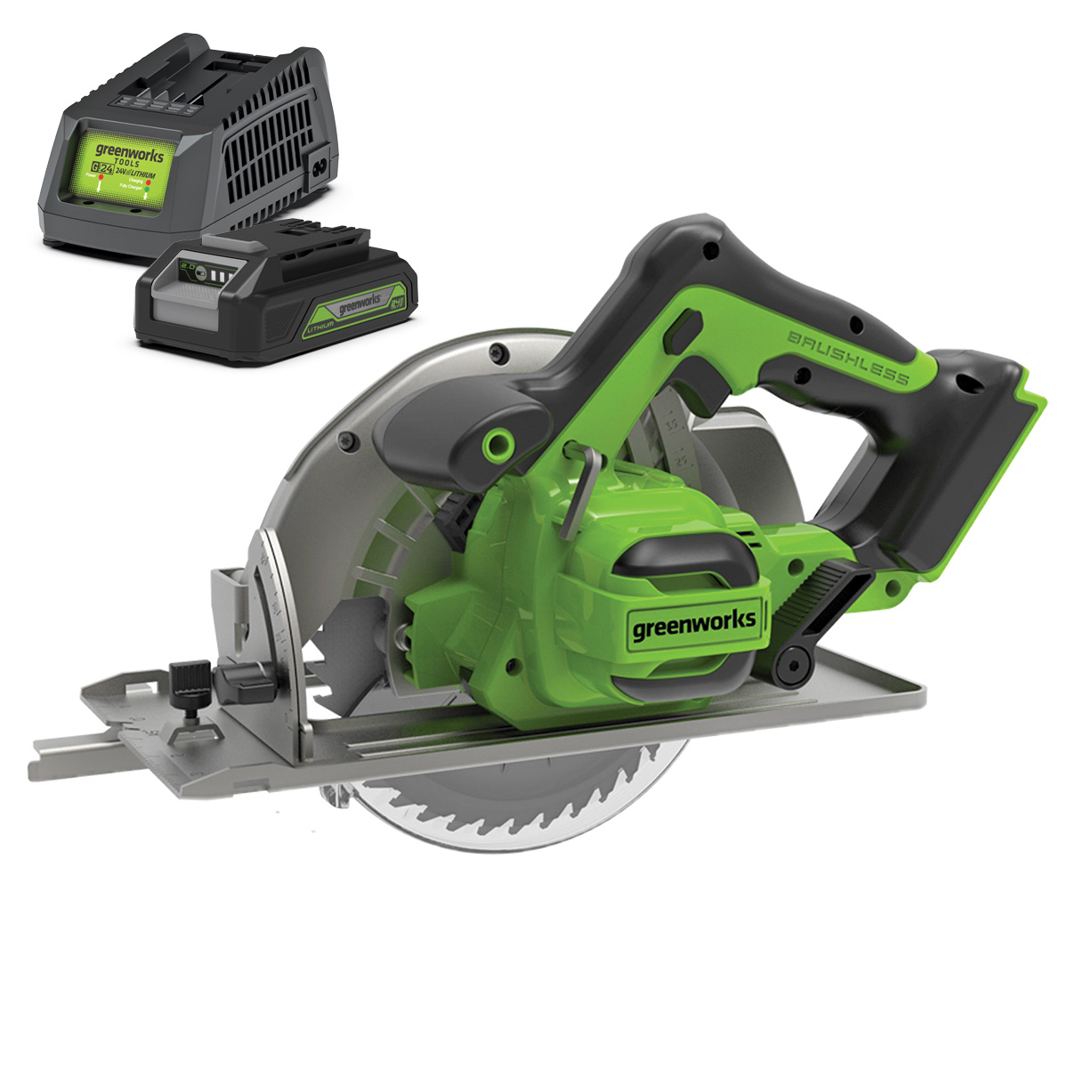 24V 2.0Ah 7.25″ Brushless Circular Saw kit