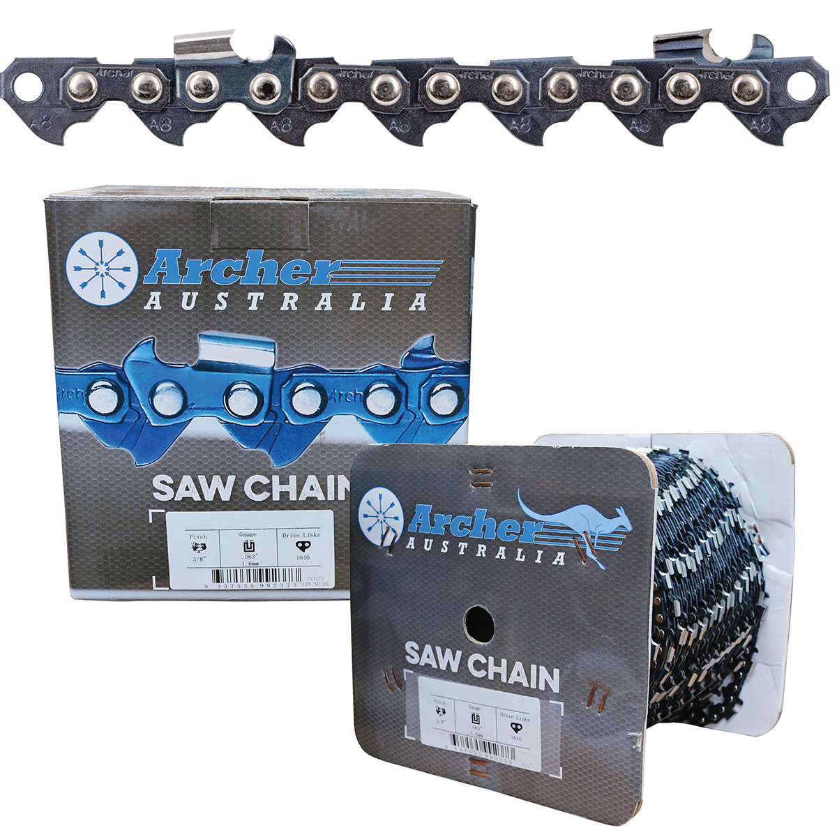Archer Chain Reel – 3/8″, .058″, 100ft, Semi Chisel, Skip Tooth