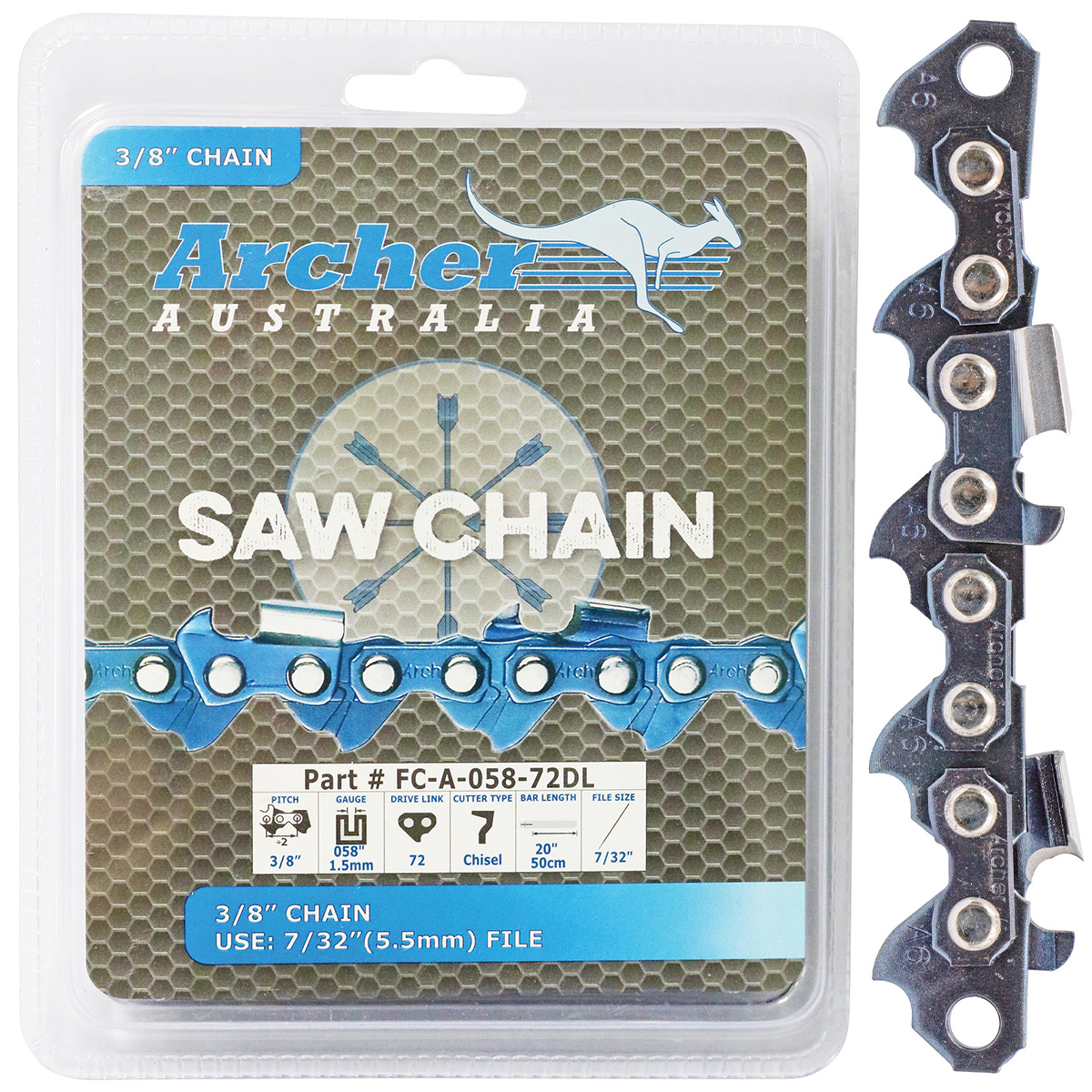 Archer Chain Reel – 3/8″, .063″, 25ft, Semi Chisel, Skip tooth/Ripping