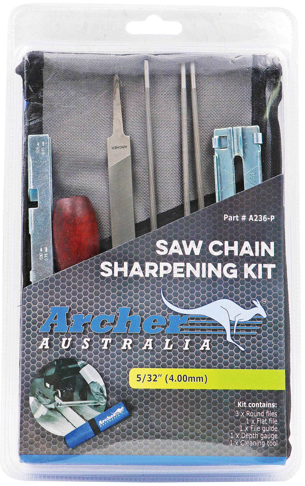 Archer Sharpening Kit – 5/32″, Roll Up Pouch