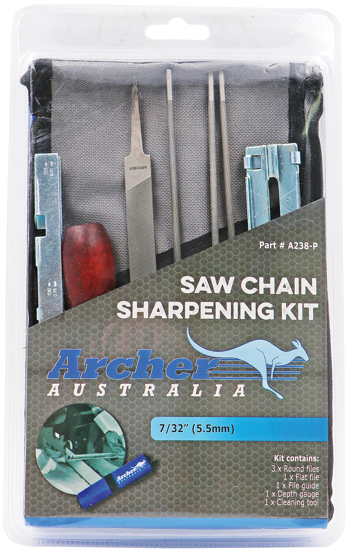 Archer Sharpening Kit – 7/32″, Roll Up Pouch