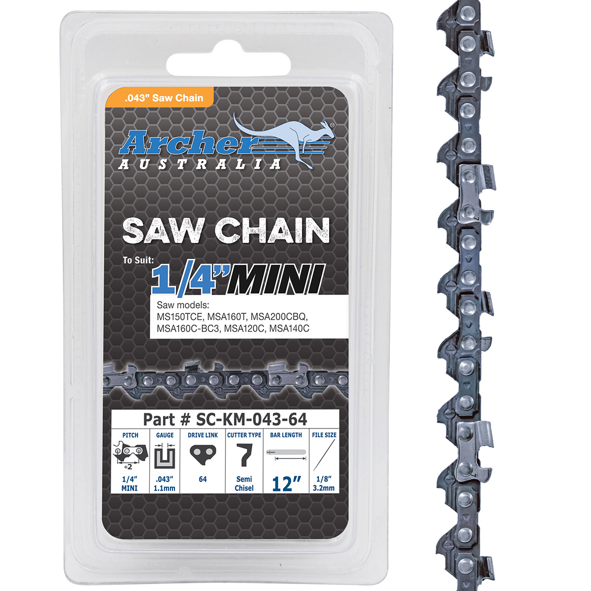 Archer Chain Loop – 1/4″ Mini, .043″, 72DL, Semi Chisel